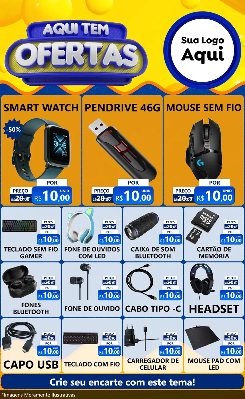 Modelo de Encarte para Encarte Grande com o tema Aqui Tem Ofertas para Informática