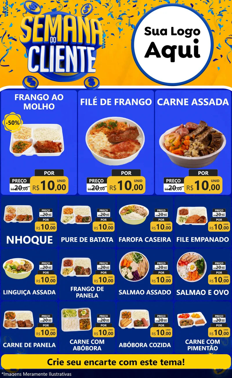 Modelo de Encarte para Encarte Grande com o tema Semana do Cliente para Restaurante