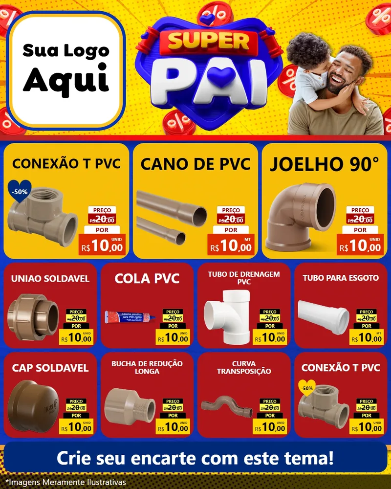 Modelo de Rede Social para Feed Instagram com o tema Super Pai para Tubos e conexões