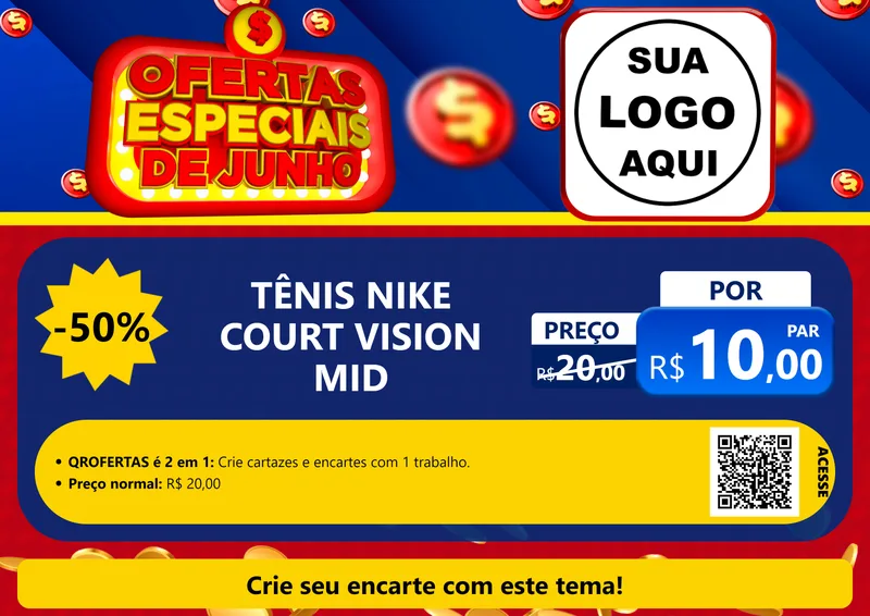 Modelo de Cartaz para Cartaz A4 Horizontal com o tema Ofertas Especiais de Junho para Calçados