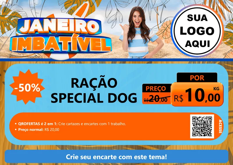 Modelo de Cartaz para Cartaz A4 Horizontal com o tema Janeiro Imbatível para Pet Shop
