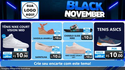 Modelo de TV para TV Horizontal com o tema Black November para Calçados