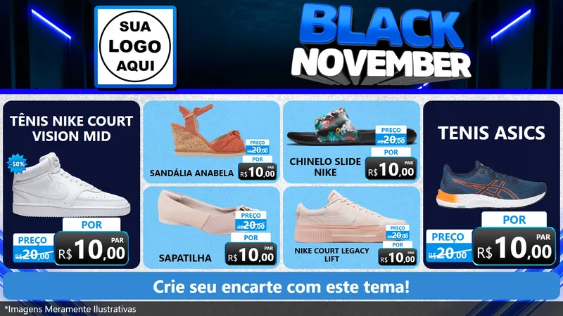Modelo de TV para TV Horizontal com o tema Black November para Calçados