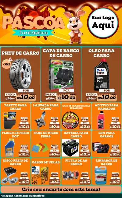 Modelo de Encarte para Encarte Grande com o tema Páscoa Fantástica para Auto peças