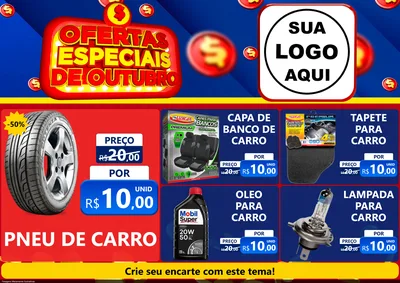 Modelo de Encarte para Encarte A4 Horizontal com o tema Ofertas Especiais de Outubro para Auto peças