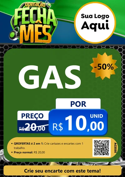 Modelo de Cartaz para Cartaz A4 Vertical com o tema Operação Fecha Mês para Água e gás
