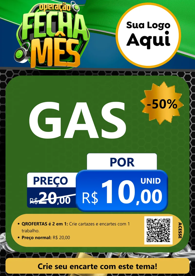 Modelo de Cartaz para Cartaz A4 Vertical com o tema Operação Fecha Mês para Água e gás