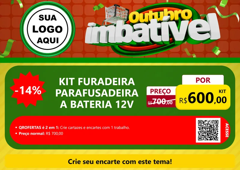 Modelo de Cartaz para Cartaz A4 Horizontal com o tema Outubro Imbatível para Maquinas e Ferramentas