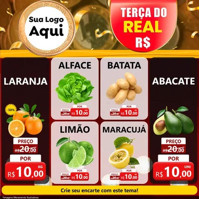 Modelo de Rede Social para Feed Facebook com o tema Terça do Real para Hortifrúti