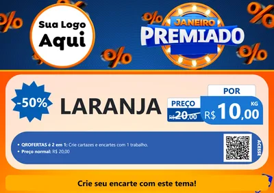 Modelo de Cartaz para Cartaz A4 Horizontal com o tema Janeiro Premiado para Hortifrúti