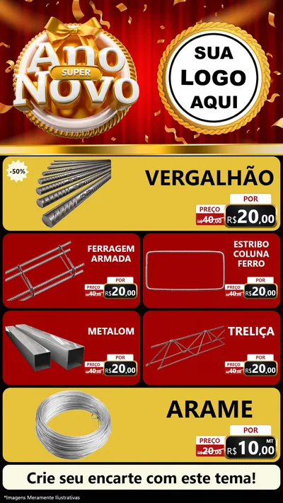 Modelo de TV para TV Vertical com o tema Super Ano Novo para Ferragens