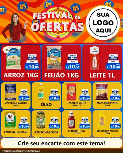 Modelo de Rede Social para Feed Instagram com o tema Festival de Ofertas para Supermercado