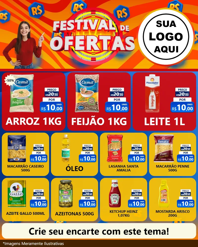 Modelo de Rede Social para Feed Instagram com o tema Festival de Ofertas para Supermercado