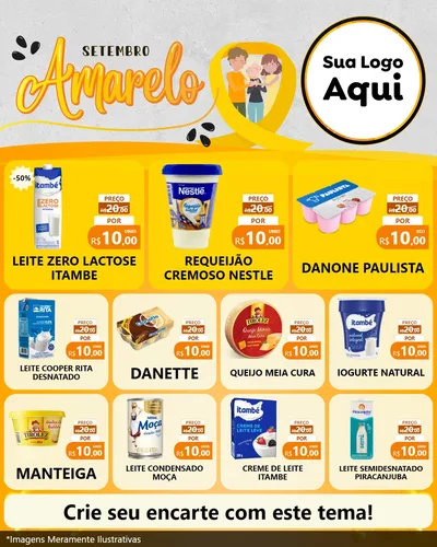 Modelo de Rede Social para Feed Instagram com o tema Setembro Amarelo para Frios e Laticínios