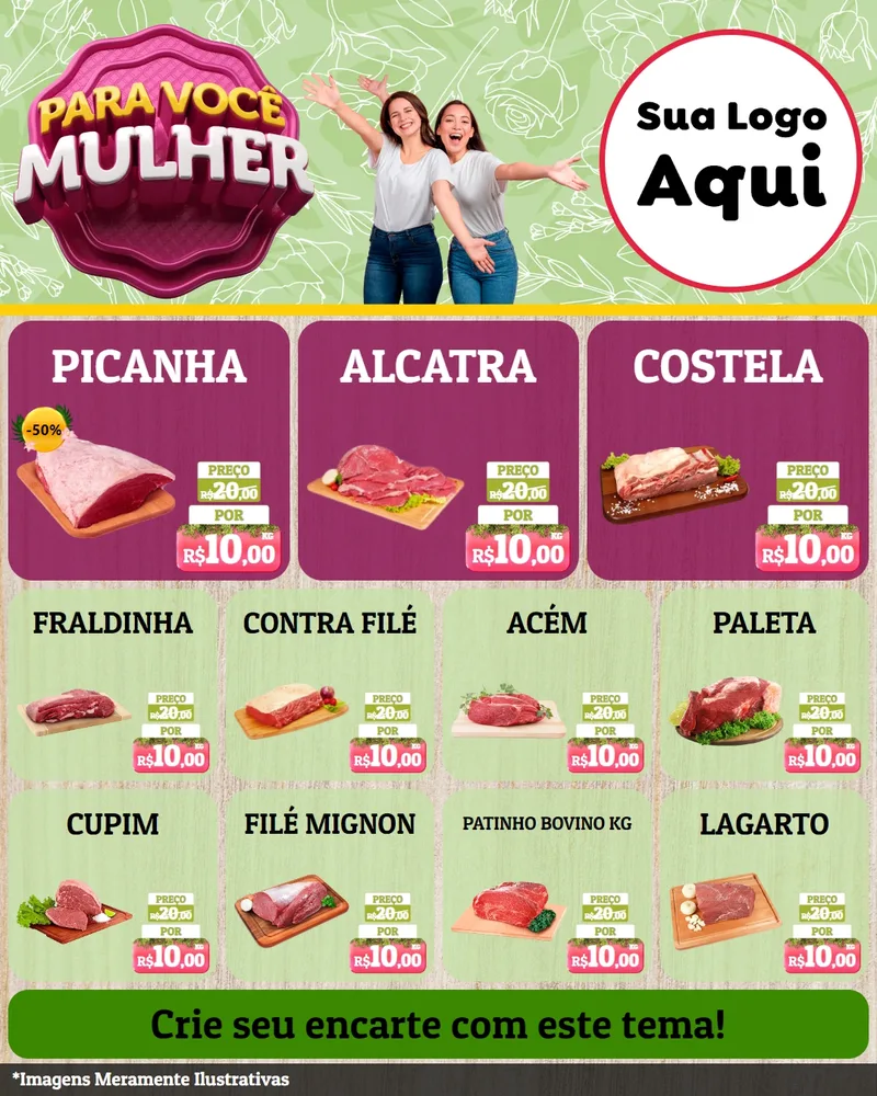 Modelo de Rede Social para Feed Instagram com o tema Para Você Mulher para Açougue