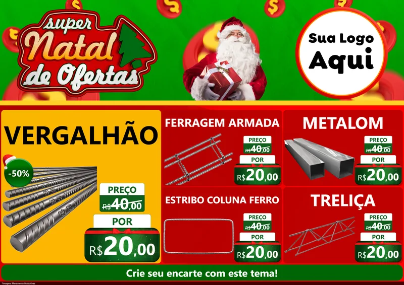 Modelo de Encarte para Encarte A4 Horizontal com o tema Super Natal de Ofertas para Ferragens