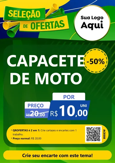 Modelo de Cartaz para Cartaz A4 Vertical com o tema Seleção de Ofertas - Copa para Moto peças