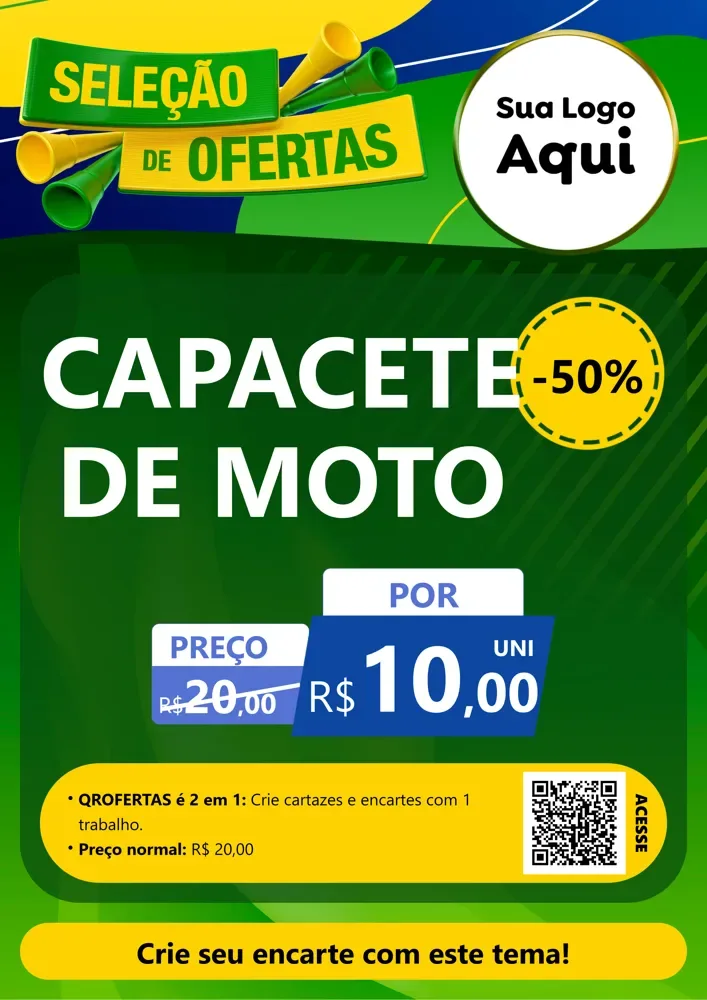 Modelo de Cartaz para Cartaz A4 Vertical com o tema Seleção de Ofertas - Copa para Moto peças