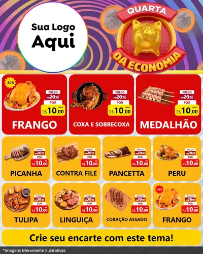 Modelo de Rede Social para Feed Instagram com o tema Quarta da Economia para Assados