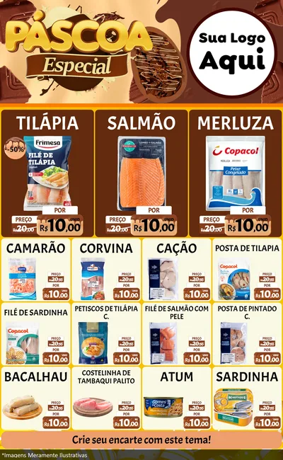 Modelo de Encarte para Encarte Grande com o tema Páscoa Especial para Peixaria