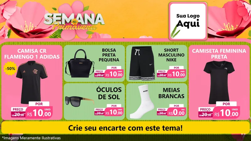 Modelo de TV para TV Horizontal com o tema Semana da Primavera para Roupas e acessórios
