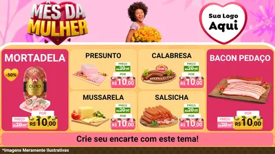 Modelo de TV para TV Horizontal com o tema Mês da Mulher para Frios e Laticínios