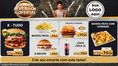 Modelo de TV para TV Horizontal com o tema Grande Réveillon de Ofertas para Hamburgueria