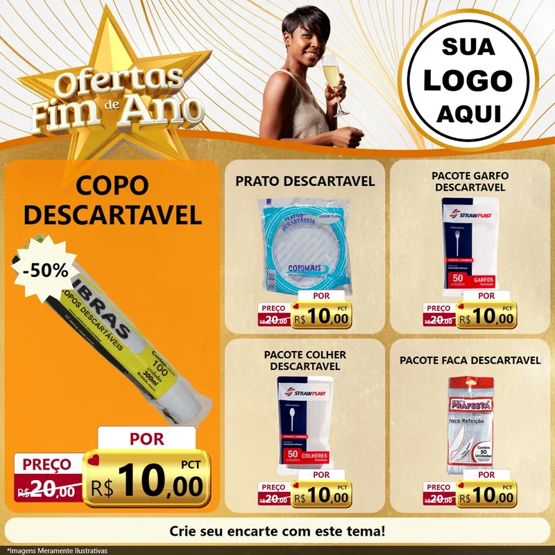 Modelo de Rede Social para Feed Facebook com o tema Ofertas Fim de Ano para Embalagens