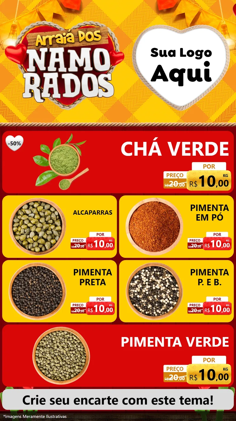 Modelo de TV para TV Vertical com o tema Arraiá dos Namorados para Produtos Naturais