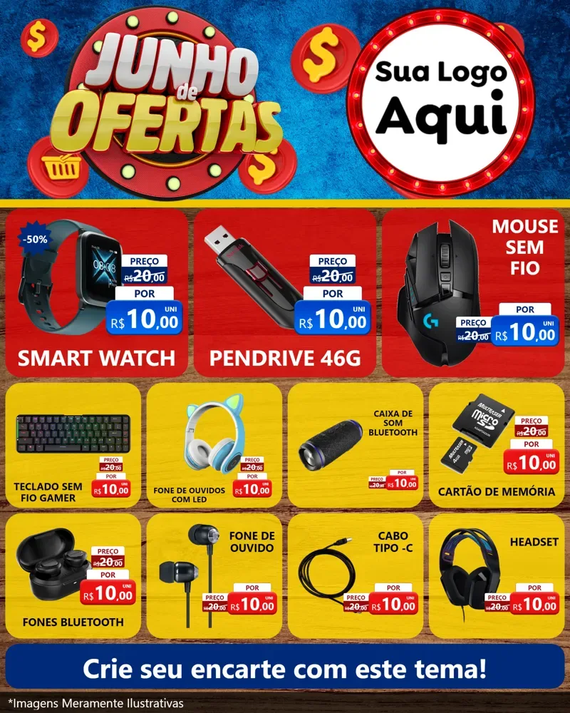 Modelo de Rede Social para Feed Instagram com o tema Junho de Ofertas para Informática