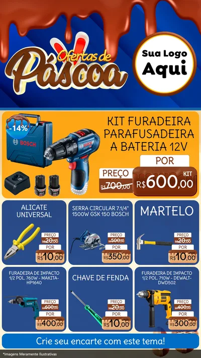 Modelo de Rede Social para Stories com o tema Ofertas de Páscoa para Maquinas e Ferramentas