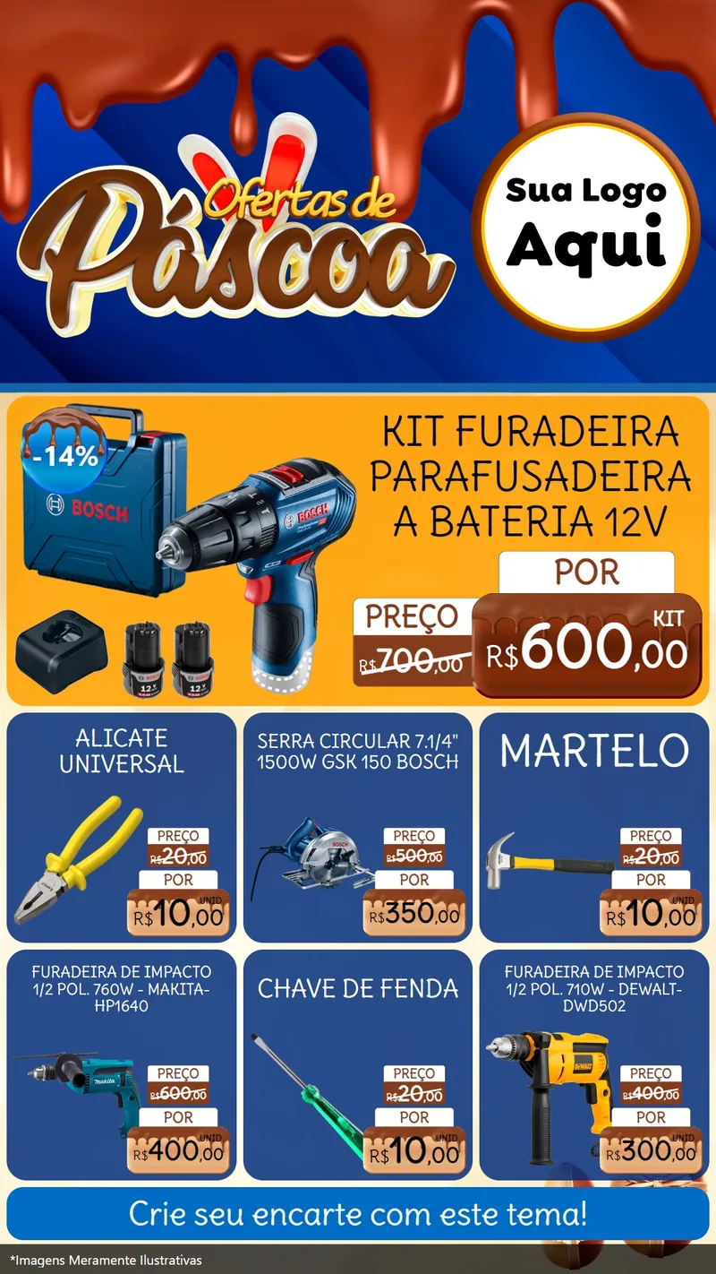 Modelo de Rede Social para Stories com o tema Ofertas de Páscoa para Maquinas e Ferramentas