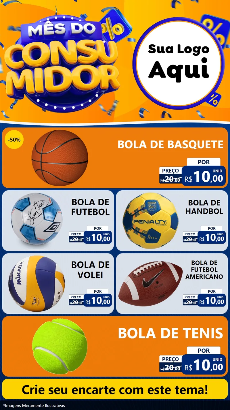Modelo de TV para TV Vertical com o tema Mês do Consumidor para Artigos Esportivos