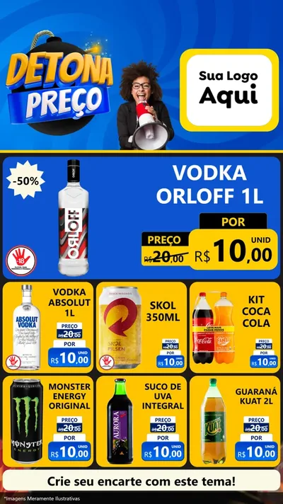 Modelo de Rede Social para Stories com o tema Detona Preços para Distribuidora de bebidas