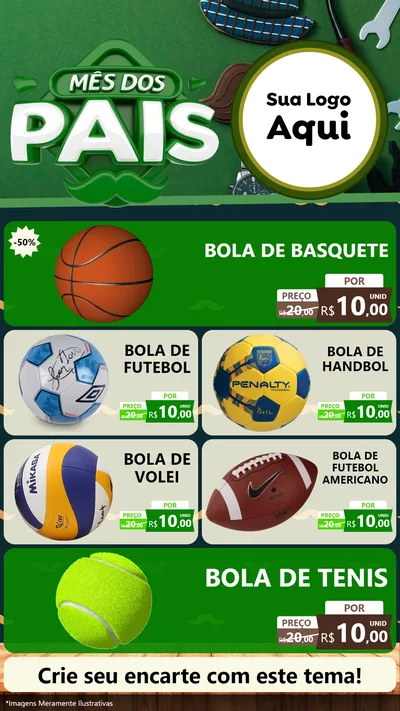 Modelo de TV para TV Vertical com o tema Mês dos Pais para Artigos Esportivos