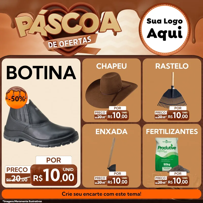 Modelo de Rede Social para Feed Facebook com o tema Páscoa de Ofertas para Agropecuária