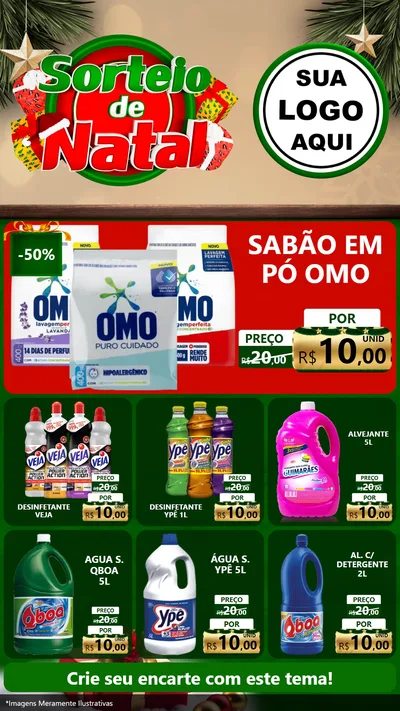 Modelo de Rede Social para Stories com o tema Sorteio de Natal para Produtos de Limpeza