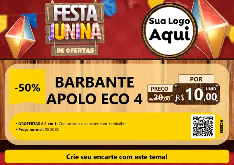 Modelo de Cartaz para Cartaz A4 Horizontal com o tema Festa Junina de Ofertas para Armarinho e Aviamentos