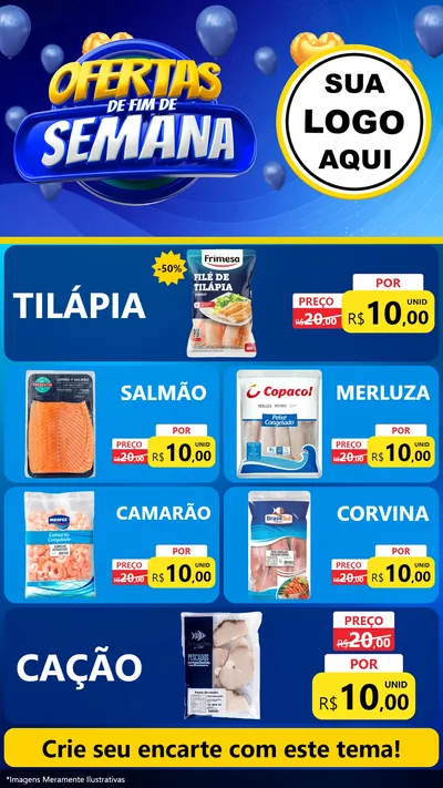 Modelo de TV para TV Vertical com o tema Ofertas de Fim de Semana para Peixaria