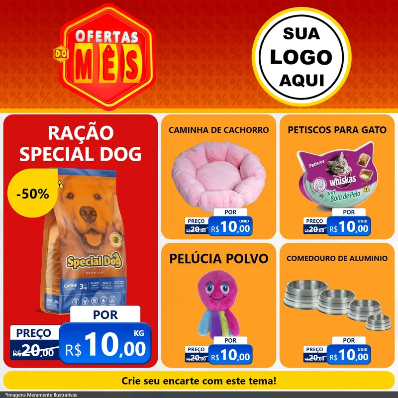 Modelo de Rede Social para Feed Facebook com o tema Ofertas do Mês para Pet Shop