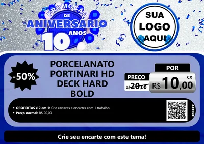 Modelo de Cartaz para Cartaz A4 Horizontal com o tema Promoção de Aniversário - 10 Anos para Pisos e revestimentos