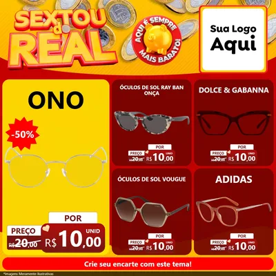 Modelo de Rede Social para Feed Facebook com o tema Sextou do Real para Óticas