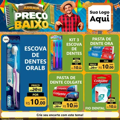Modelo de Rede Social para Feed Facebook com o tema Arraiá de Preço Baixo - Junina para Higiene Pessoal