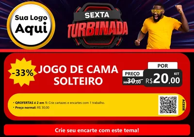 Modelo de Cartaz para Cartaz A4 Horizontal com o tema Sexta Turbinada para Cama, Mesa e Banho