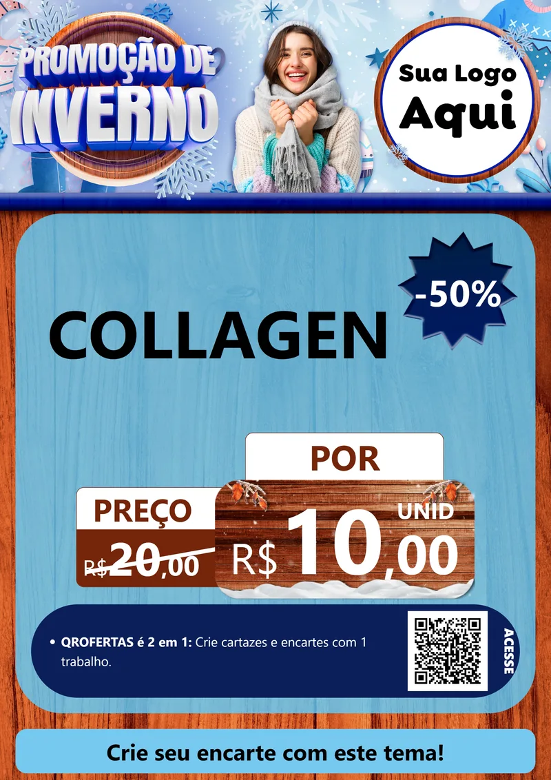 Modelo de Cartaz para Cartaz A4 Vertical com o tema Promoção de Inverno para Suplementos alimentares