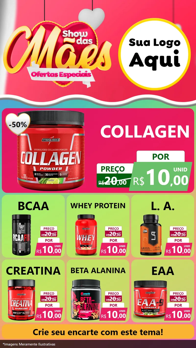 Modelo de Rede Social para Stories com o tema Show das Mães - Ofertas Especiais para Suplementos alimentares