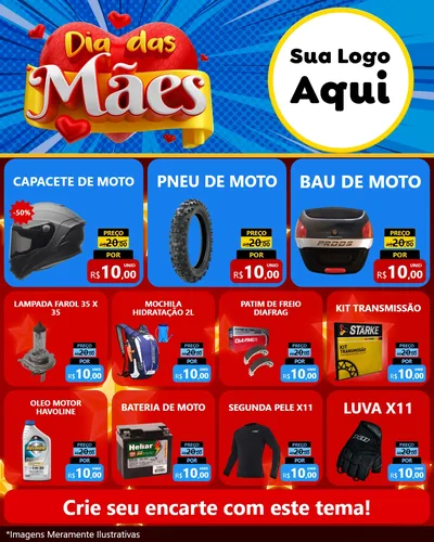 Modelo de Rede Social para Feed Instagram com o tema Dia das Mães para Moto peças