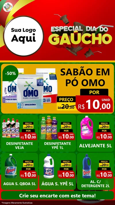 Modelo de Rede Social para Stories com o tema Especial Dia do Gaúcho para Produtos de Limpeza