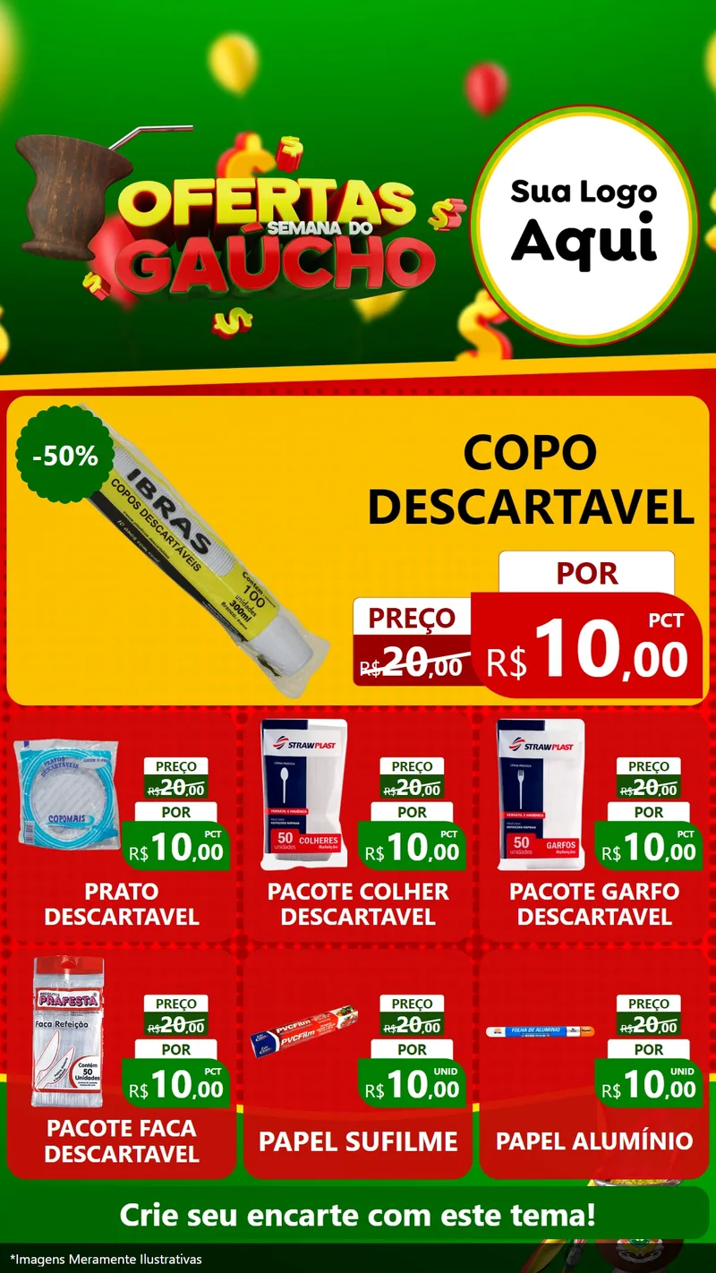 Modelo de Rede Social para Stories com o tema Ofertas Semana Do Gaúcho para Embalagens