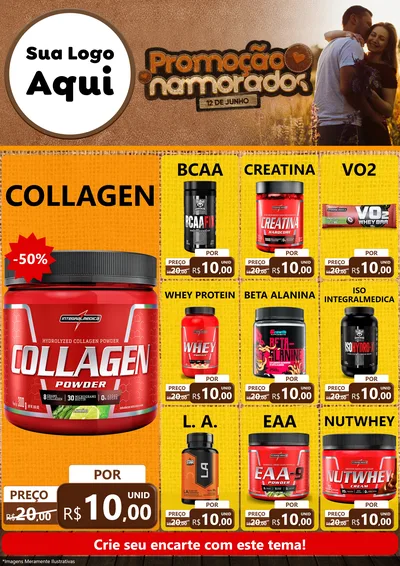Modelo de Encarte para Encarte A4 Vertical com o tema Promoção Namorados para Suplementos alimentares